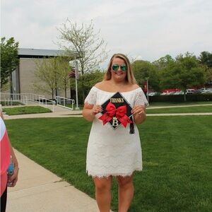 Off white off the shoulder mini white lace dress